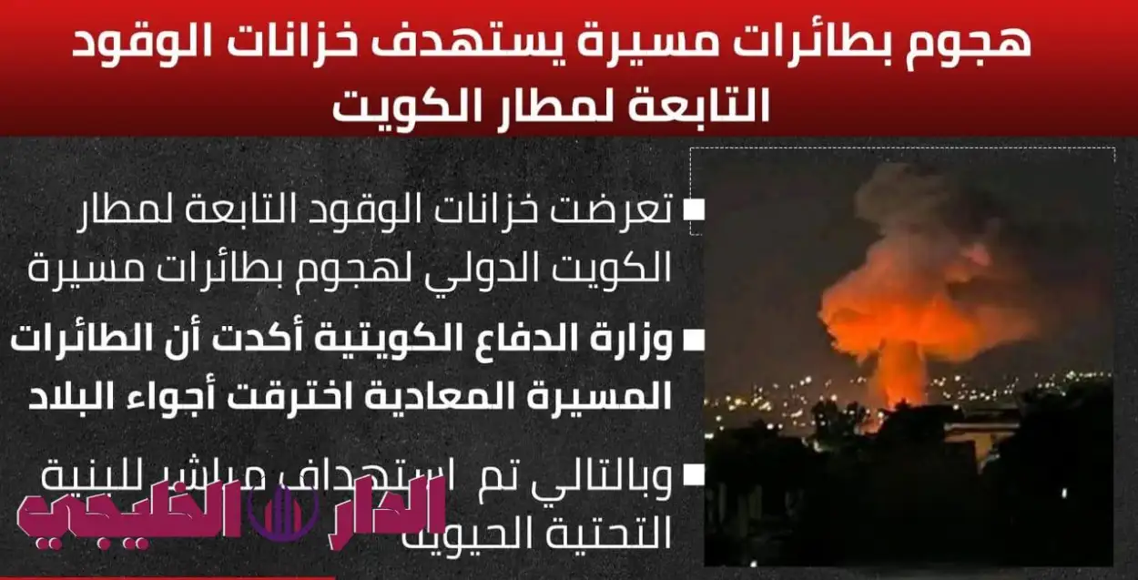     استهداف خزانات مطار الكويت 